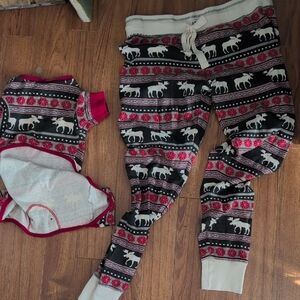 Festive Moose Print Pajama Set